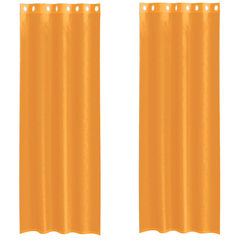 vidaXL Perdele Voile cu Oelii 2 buc Portocaliu 140x300 cm vidaXL Perdele Voile cu Oelii 2 buc Portocaliu 140x300 cm