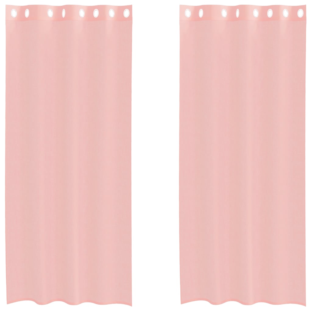 vidaXL Perdele Voile cu Oelii 2 buc Roz 140x225 cm vidaXL Perdele Voile cu Oelii 2 buc Roz 140x225 cm