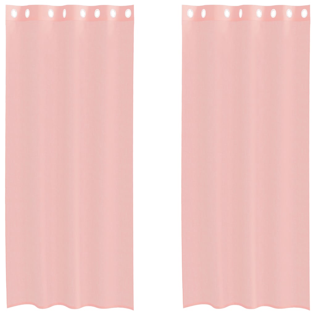 vidaXL Perdele Voile cu Oelii 2 buc Roz 140x245 cm vidaXL Perdele Voile cu Oelii 2 buc Roz 140x245 cm