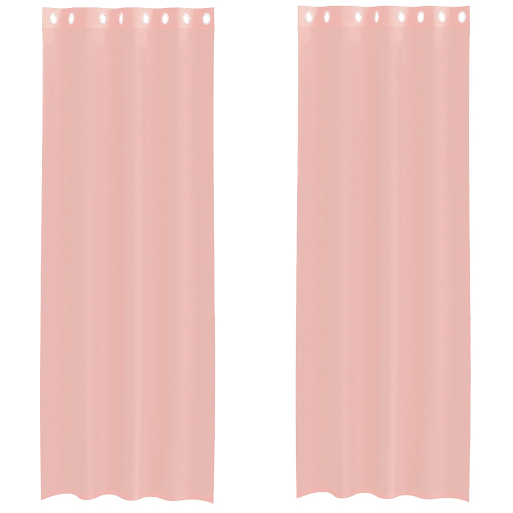 vidaXL Perdele Voile cu Oelii 2 buc Roz 140x300 cm vidaXL Perdele Voile cu Oelii 2 buc Roz 140x300 cm