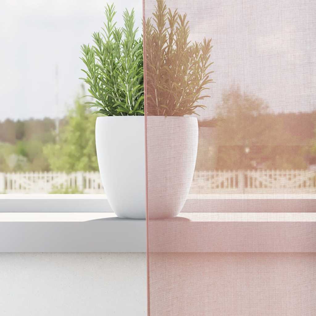 vidaXL Perdele Voile cu Oelii 2 buc Roz 140x300 cm vidaXL Perdele Voile cu Oelii 2 buc Roz 140x300 cm