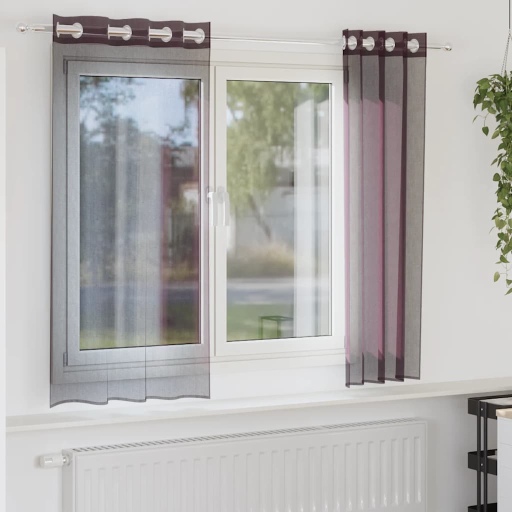 vidaXL Perdele Voile cu Oelii 2 buc Violet 140x140 cm vidaXL Perdele Voile cu Oelii 2 buc Violet 140x140 cm