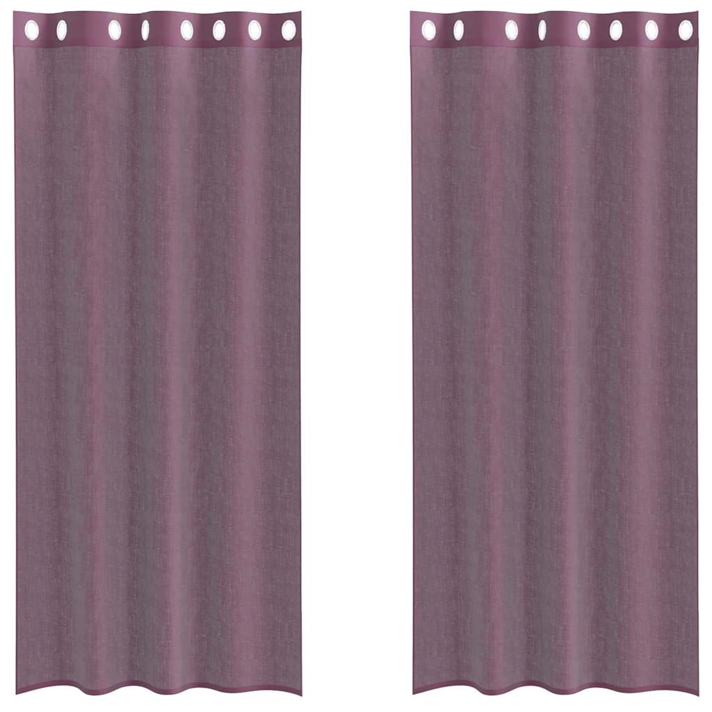 vidaXL Perdele Voile cu Oelii 2 buc Violet 140x225 cm vidaXL Perdele Voile cu Oelii 2 buc Violet 140x225 cm