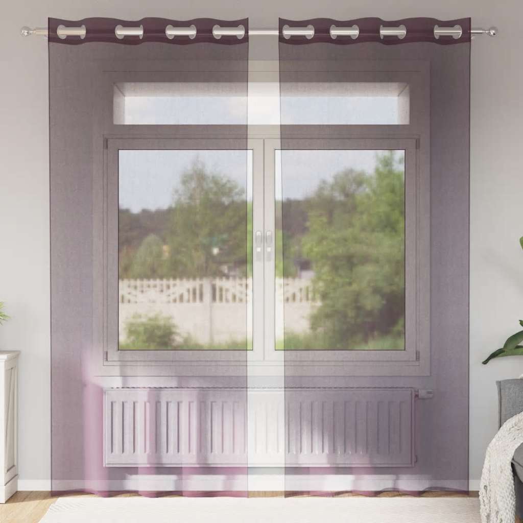 vidaXL Perdele Voile cu Oelii 2 buc Violet 140x225 cm vidaXL Perdele Voile cu Oelii 2 buc Violet 140x225 cm