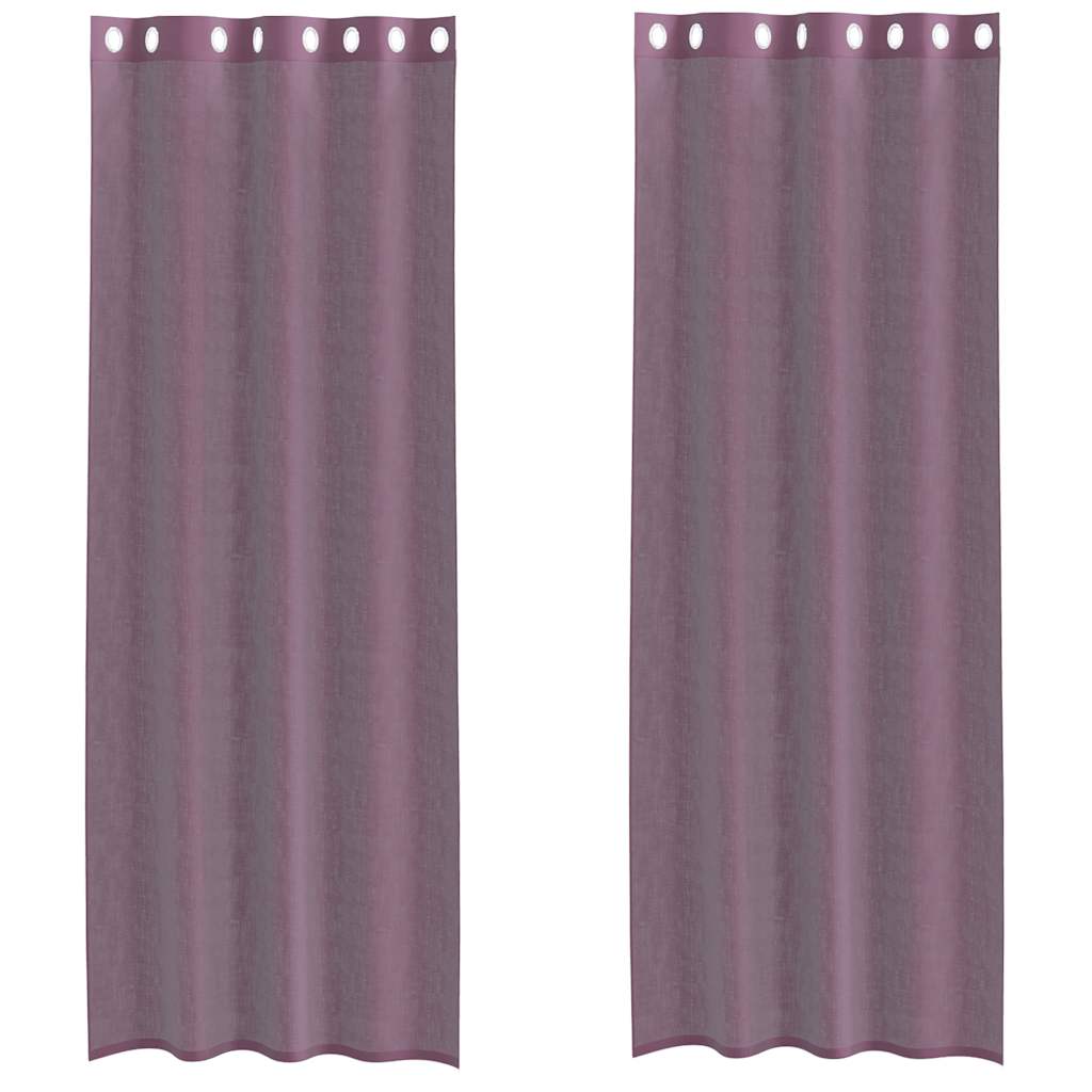 vidaXL Perdele Voile cu Oelii 2 buc Violet 140x260 cm vidaXL Perdele Voile cu Oelii 2 buc Violet 140x260 cm