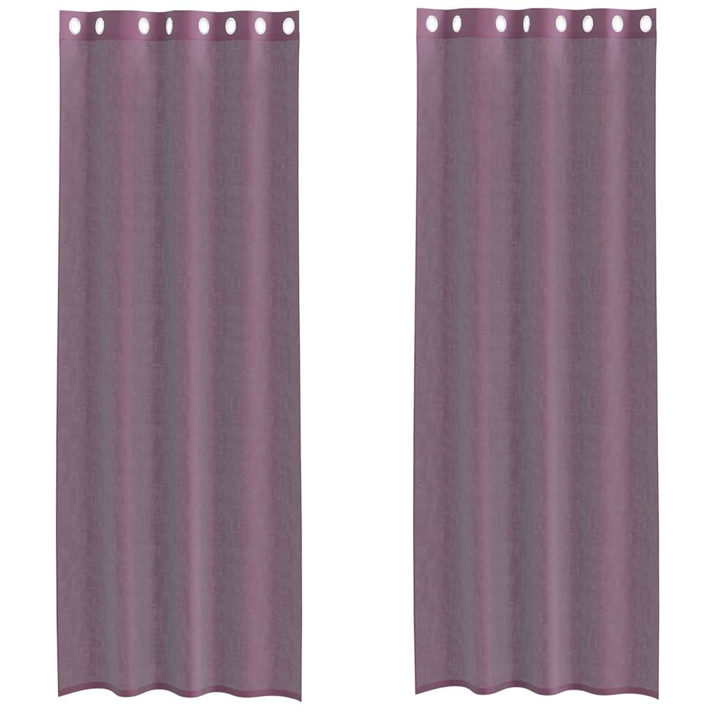 vidaXL Perdele Voile cu Oelii 2 buc Violet 140x300 cm vidaXL Perdele Voile cu Oelii 2 buc Violet 140x300 cm