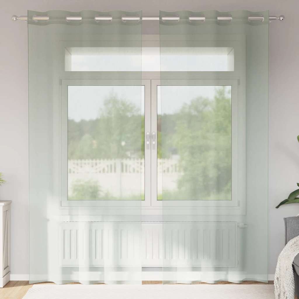 vidaXL Perdele Voile cu Oelii 2 buc Gri deschis 140x245 cm