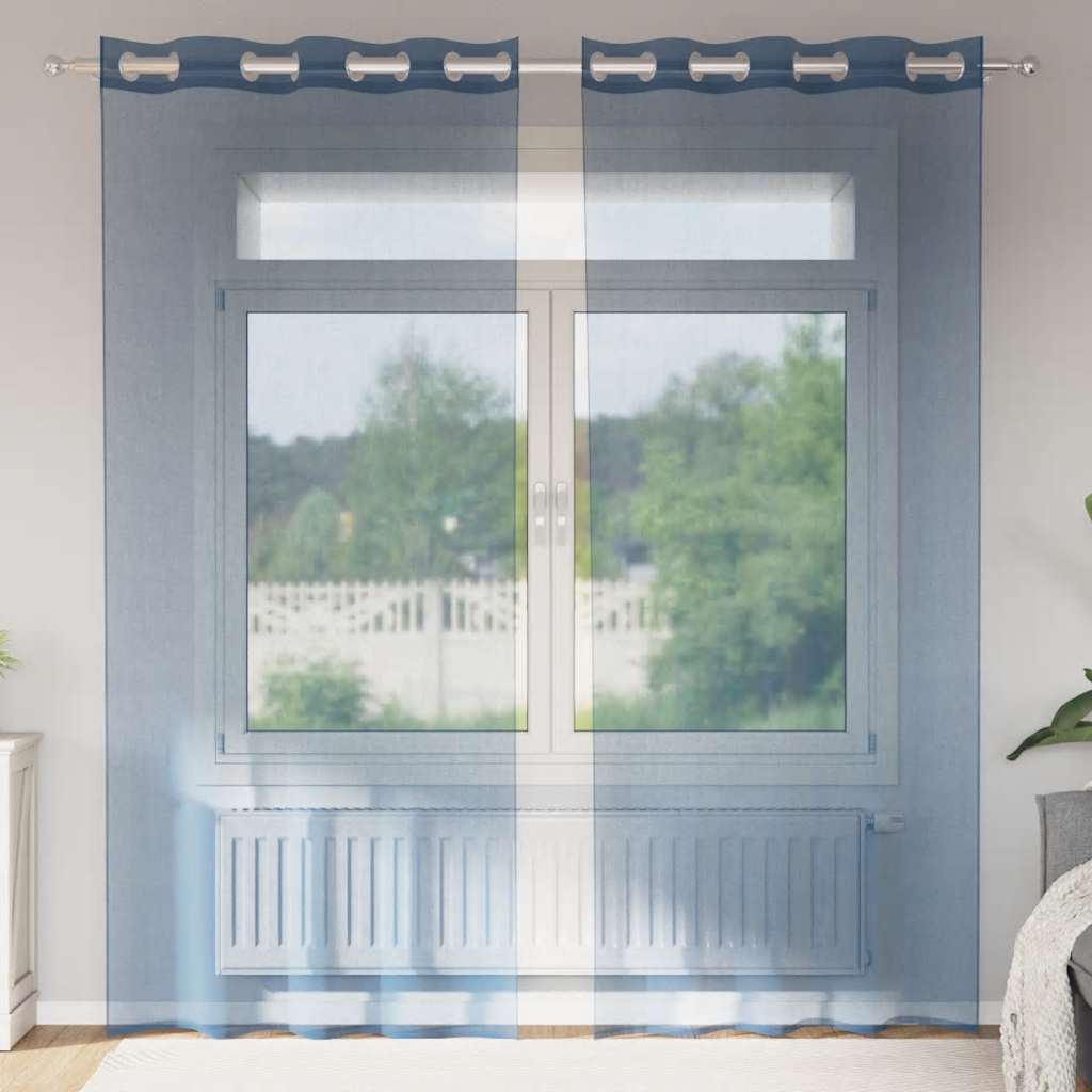 vidaXL Perdele Voile cu Oelii 2 buc Albastru Regal vidaXL Perdele Voile cu Oelii 2 buc Albastru Regal