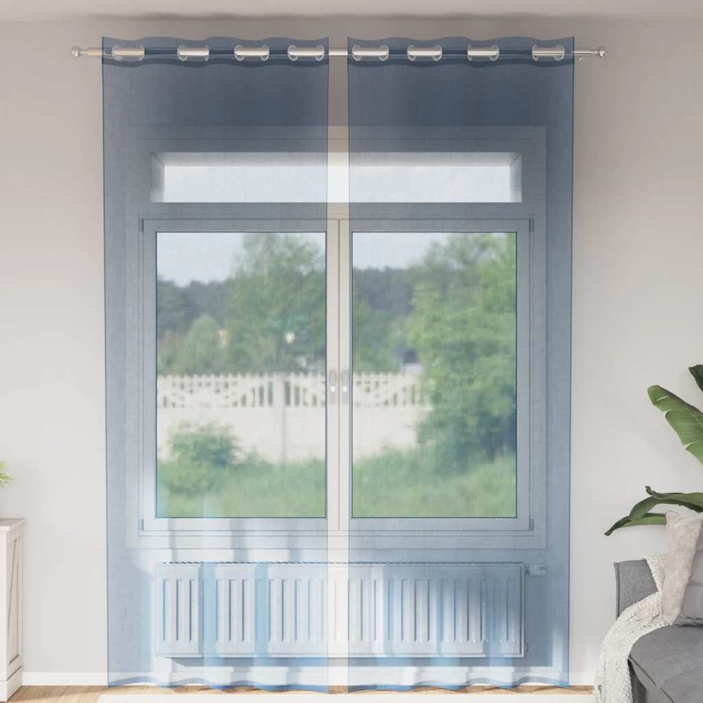 vidaXL Perdele Voile cu Oelii 2 buc Albastru Regal vidaXL Perdele Voile cu Oelii 2 buc Albastru Regal