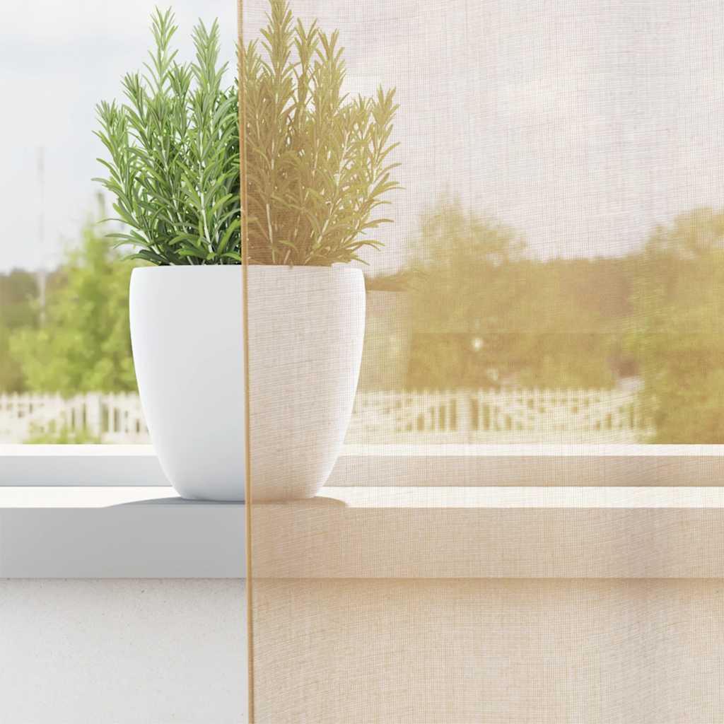 vidaXL Perdele Voile cu Oelii 2 buc Nisip