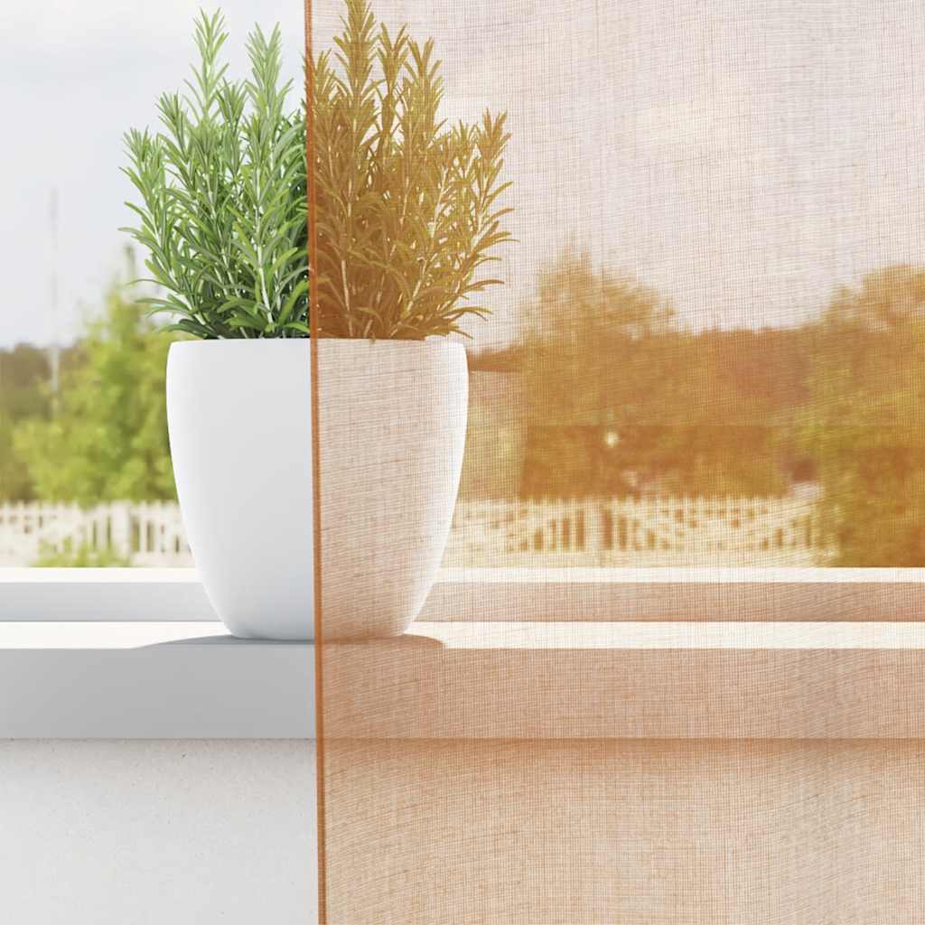 vidaXL Perdele Voile cu Oelii 2 buc Teracotă vidaXL Perdele Voile cu Oelii 2 buc Teracotă
