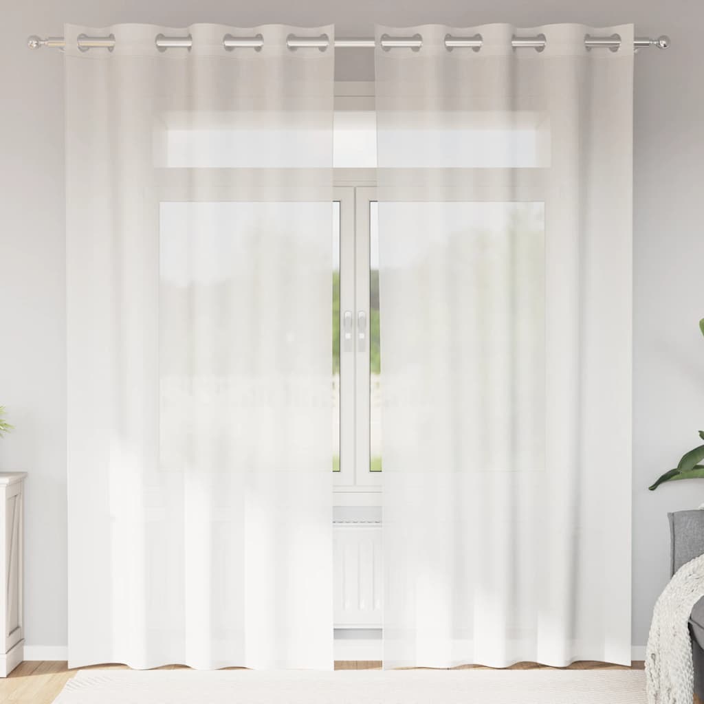 vidaXL Perdele Voile cu Oeje 2 buc Alb vidaXL Perdele Voile cu Oeje 2 buc Alb