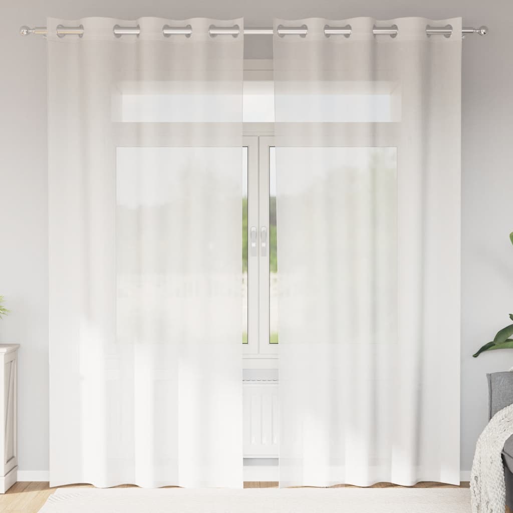 vidaXL Perdele Voile cu Oeje 2 buc Alb vidaXL Perdele Voile cu Oeje 2 buc Alb