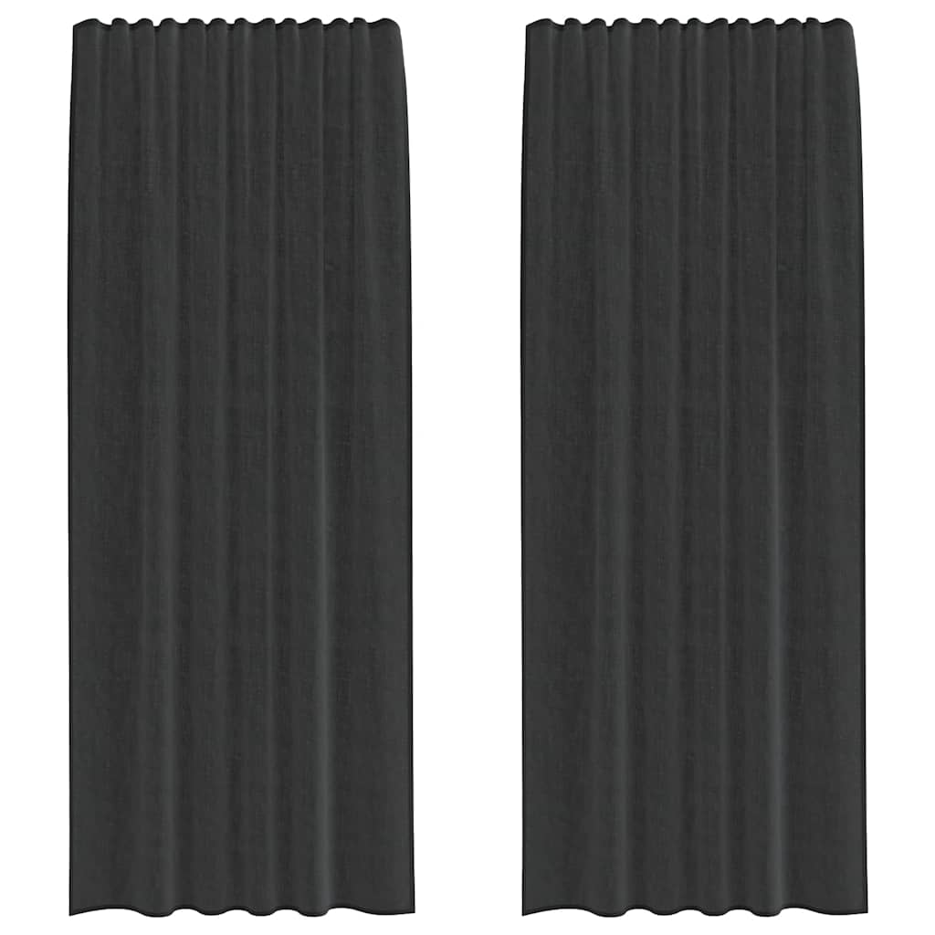 vidaXL Perdele Voile cu buzunare pentru bare 2 buc Negru vidaXL Perdele Voile cu buzunare pentru bare 2 buc Negru