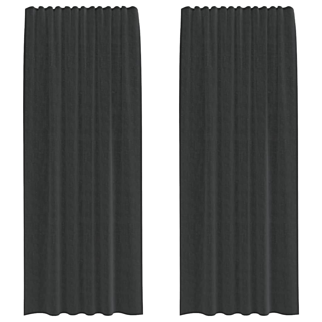 vidaXL Perdele Voile cu buzunare pentru bare 2 buc Negru vidaXL Perdele Voile cu buzunare pentru bare 2 buc Negru