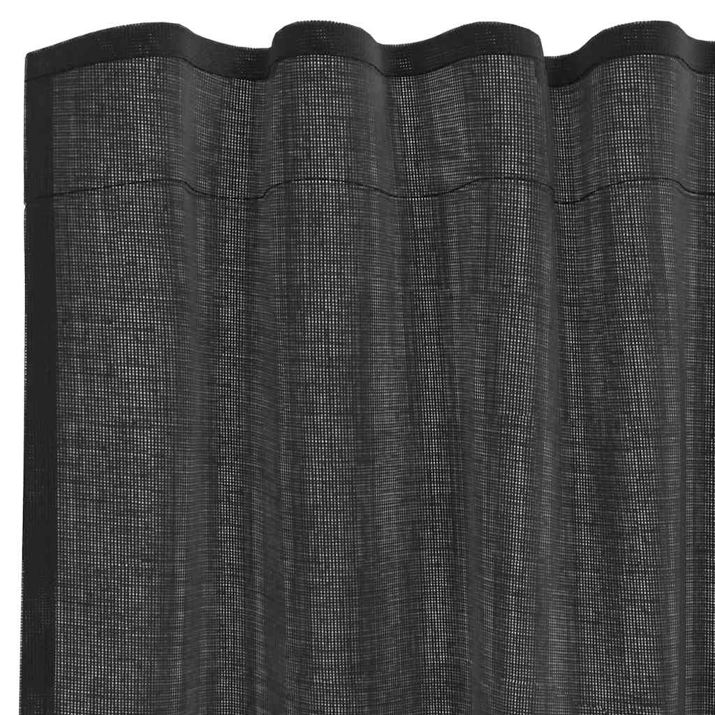 vidaXL Perdele Voile cu buzunare pentru bare 2 buc Negru vidaXL Perdele Voile cu buzunare pentru bare 2 buc Negru