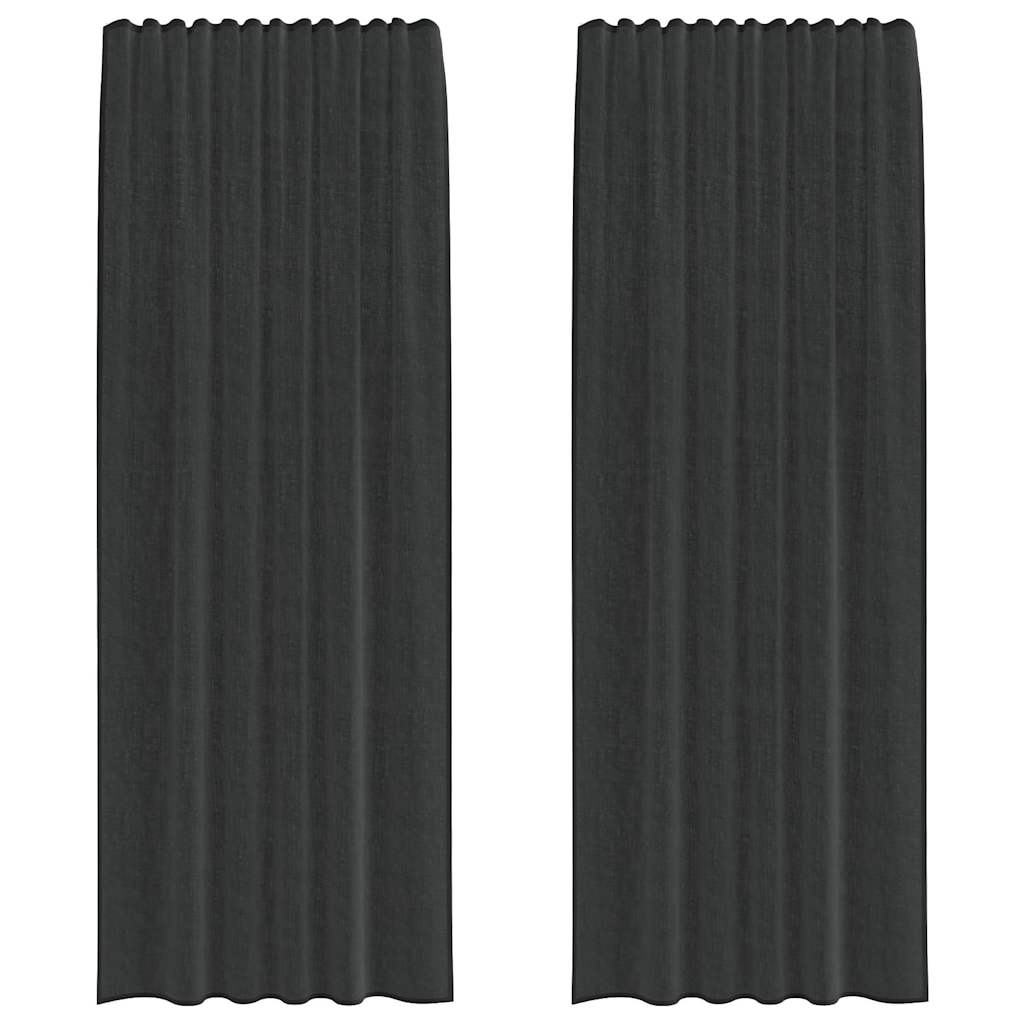 vidaXL Perdele Voile cu buzunare pentru bare 2 buc Negru