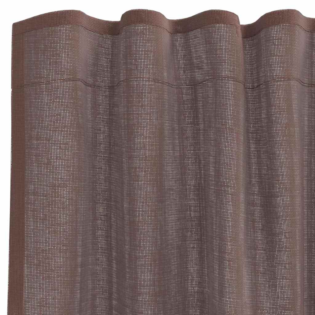 vidaXL Perdele Voile cu buzunare pentru bare 2 buc Maro