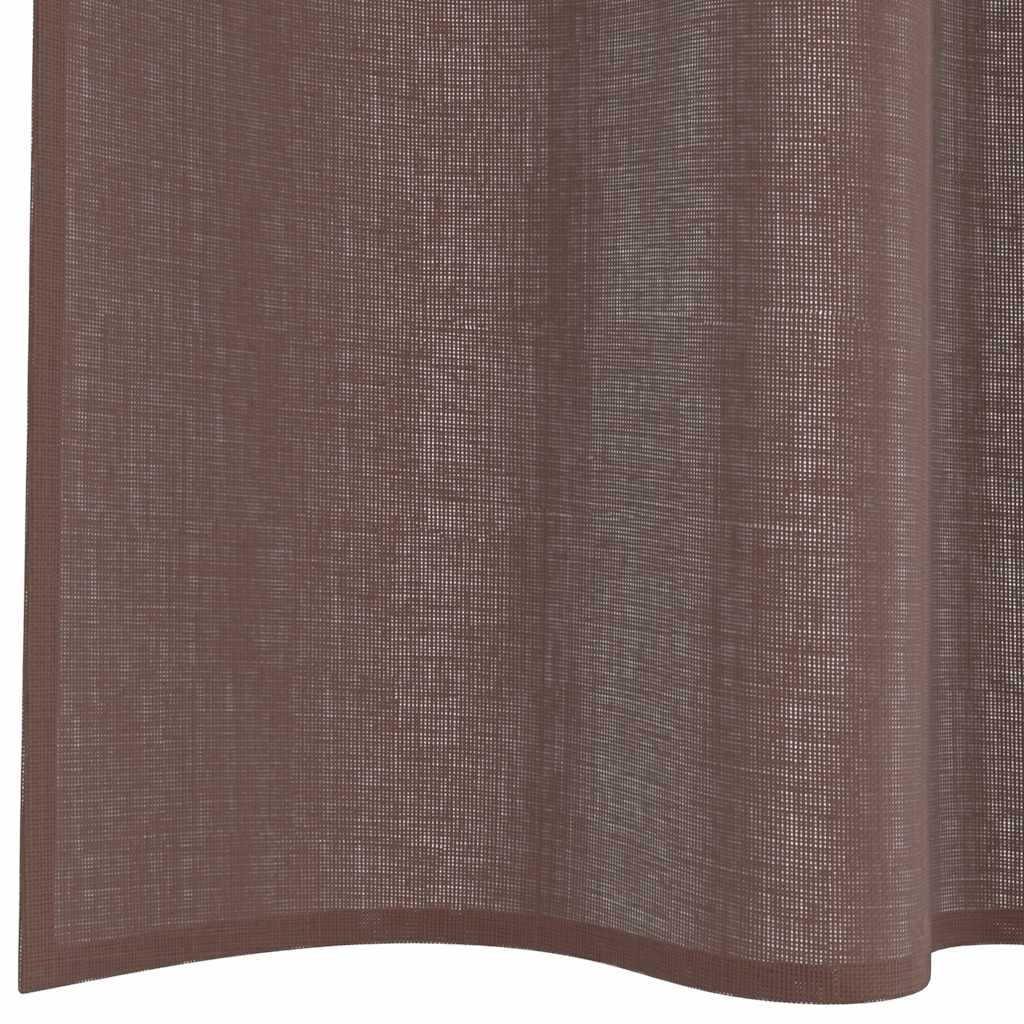 vidaXL Perdele Voile cu buzunare pentru bare 2 buc Maro