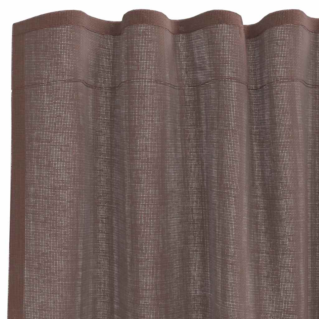vidaXL Perdele Voile cu buzunare pentru bare 2 buc Maro