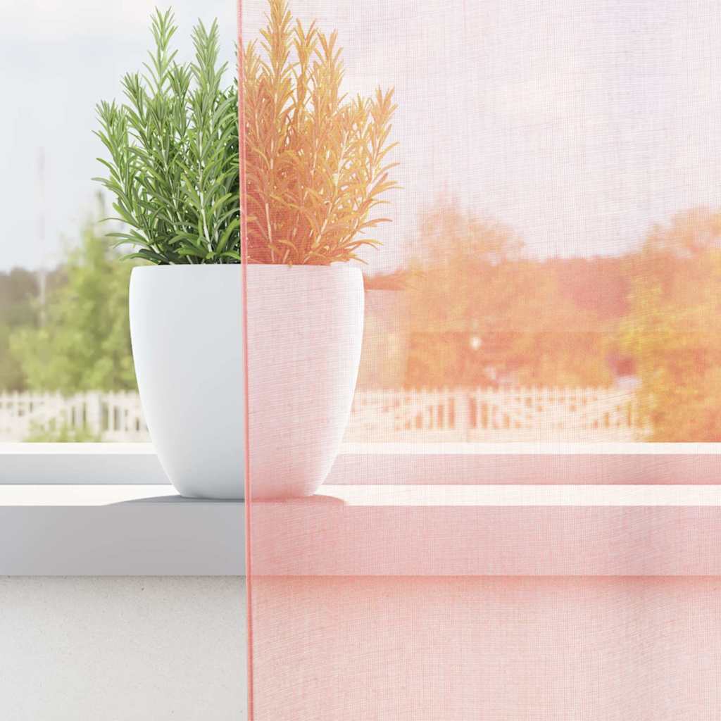 vidaXL Perdele Voile cu buzunare pentru bare 2 buc Roz