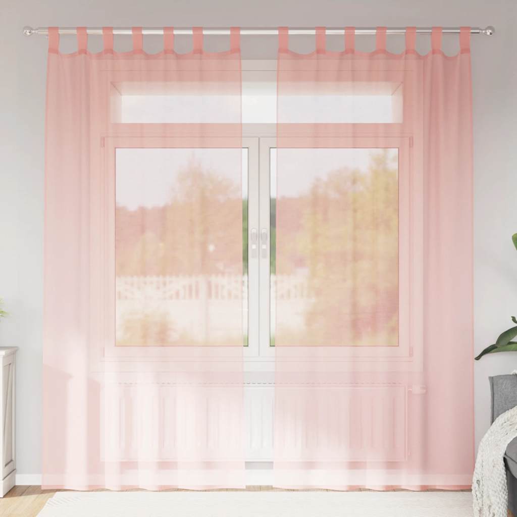vidaXL Perdele Voile cu buzunare pentru bare 2 buc Roz vidaXL Perdele Voile cu buzunare pentru bare 2 buc Roz