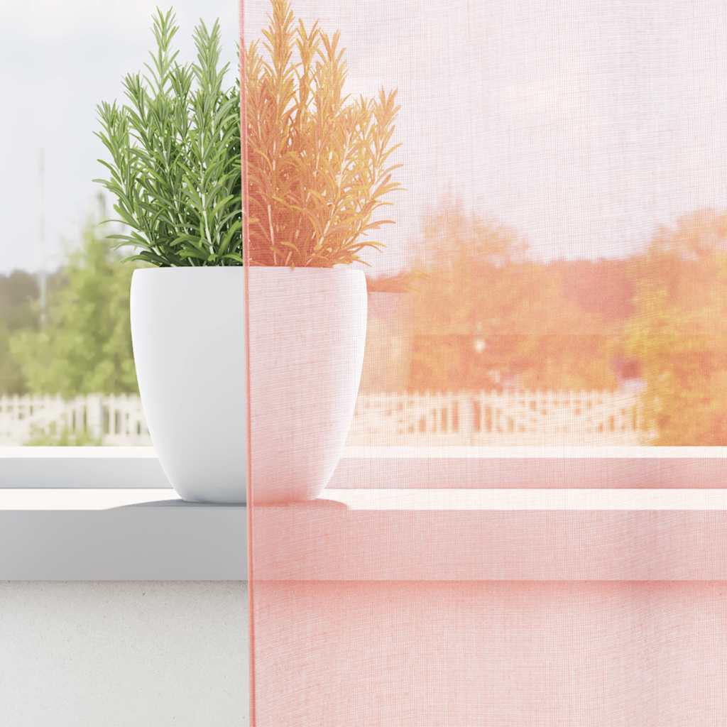 vidaXL Perdele Voile cu buzunare pentru bare 2 buc Roz vidaXL Perdele Voile cu buzunare pentru bare 2 buc Roz