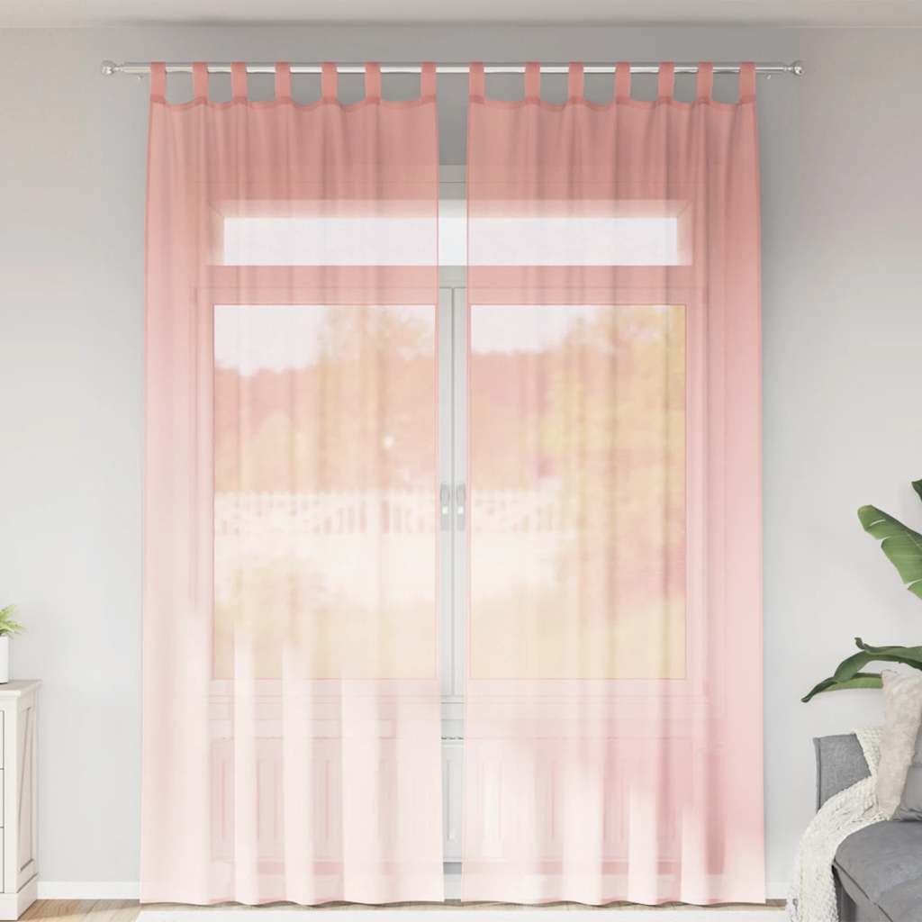 vidaXL Perdele Voile cu buzunare pentru bare 2 buc Roz vidaXL Perdele Voile cu buzunare pentru bare 2 buc Roz