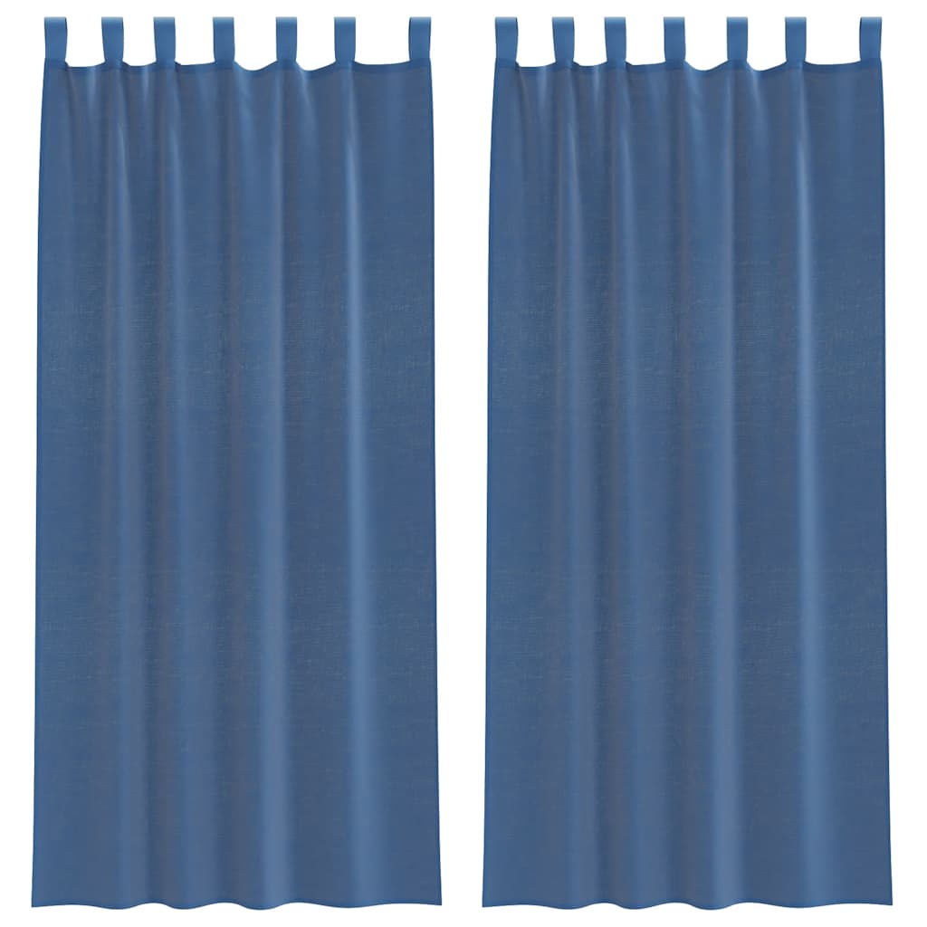 vidaXL Perdele Voile cu buzunare pentru bare 2 buc Albastru regal