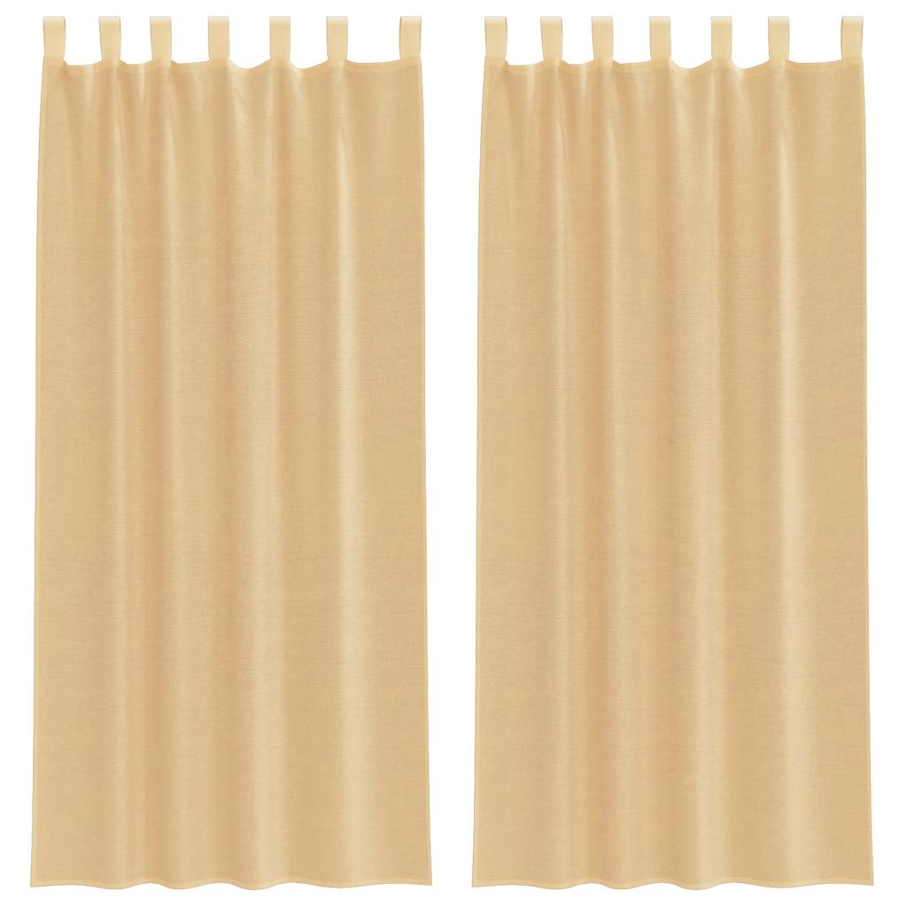 vidaXL Perdele Voile cu buzunare pentru bare 2 buc Nisip