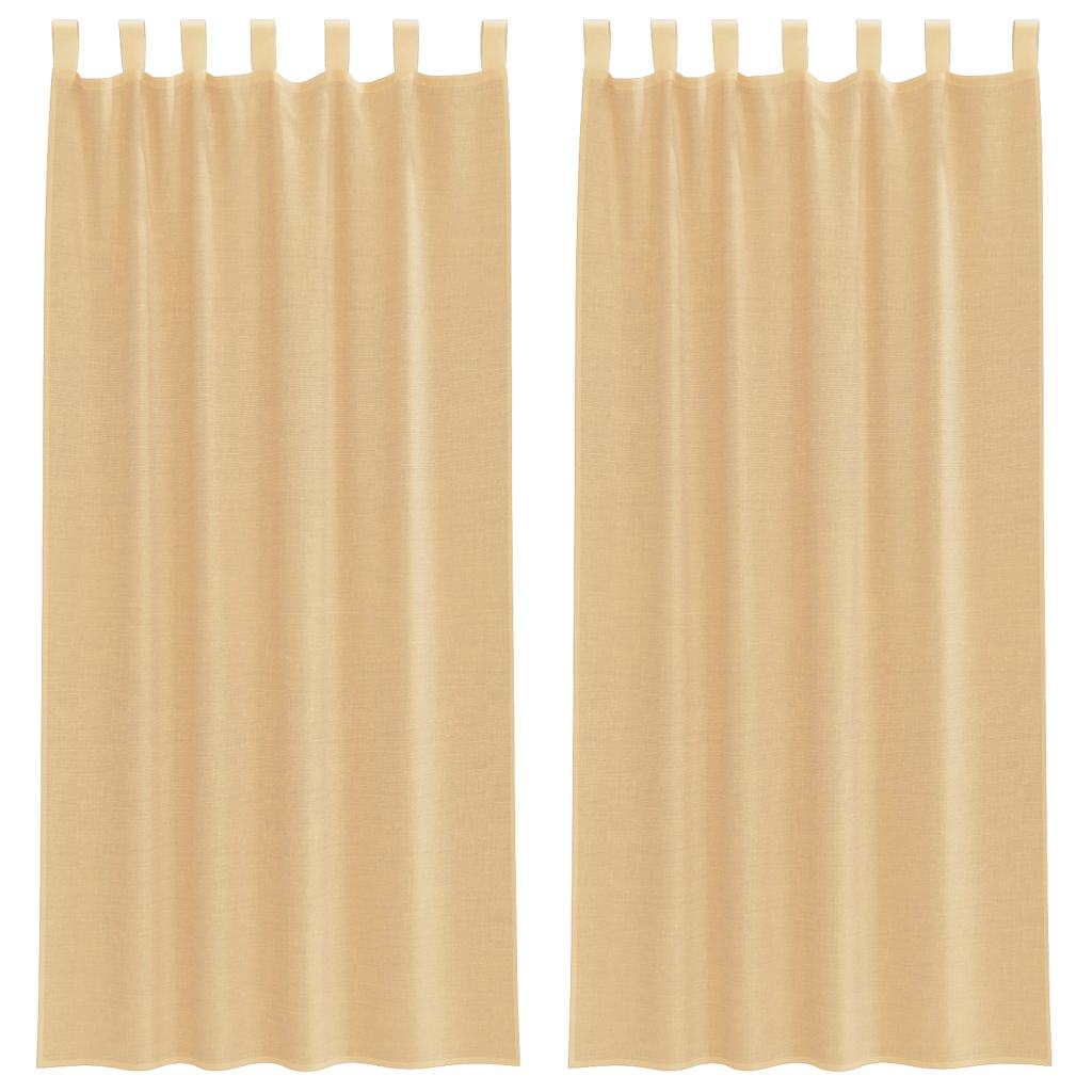 vidaXL Perdele Voile cu buzunare pentru bare 2 buc Nisip