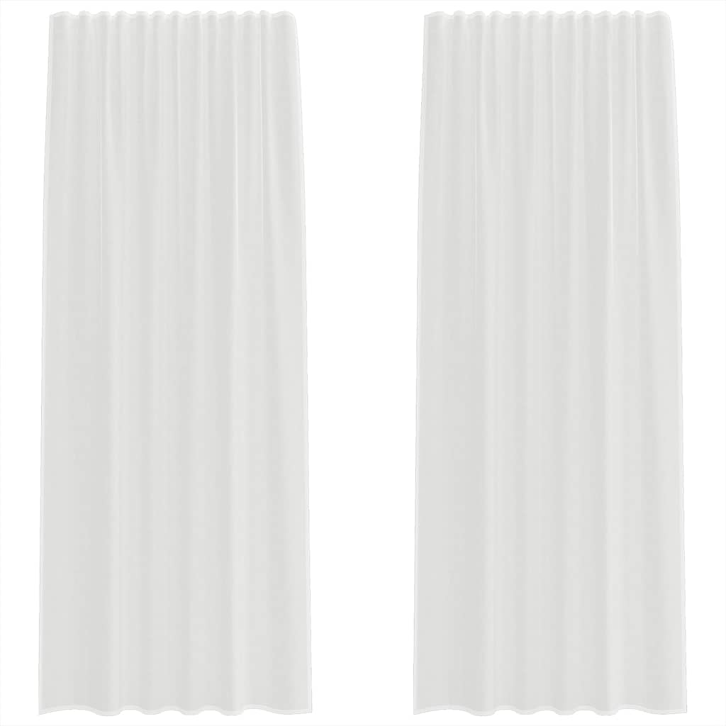 vidaXL Perdele Voile cu buzunare pentru bare 2 buc Alb