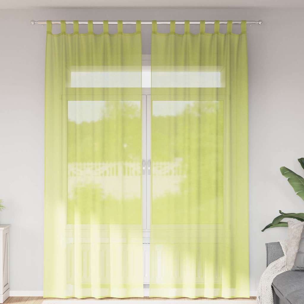 vidaXL Perdele din voile cu tablă 2 buc Verde măr