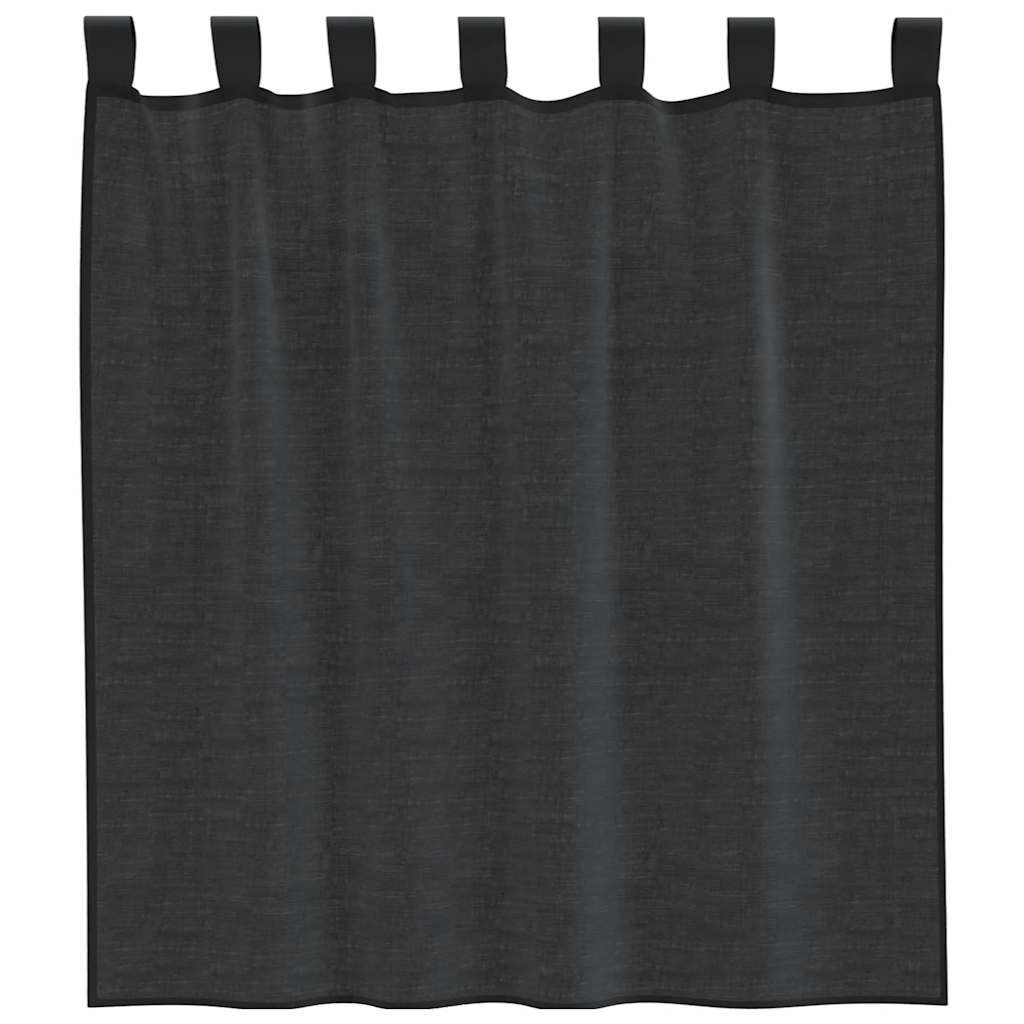 vidaXL Perdele din voile cu tablă 2 buc Negru