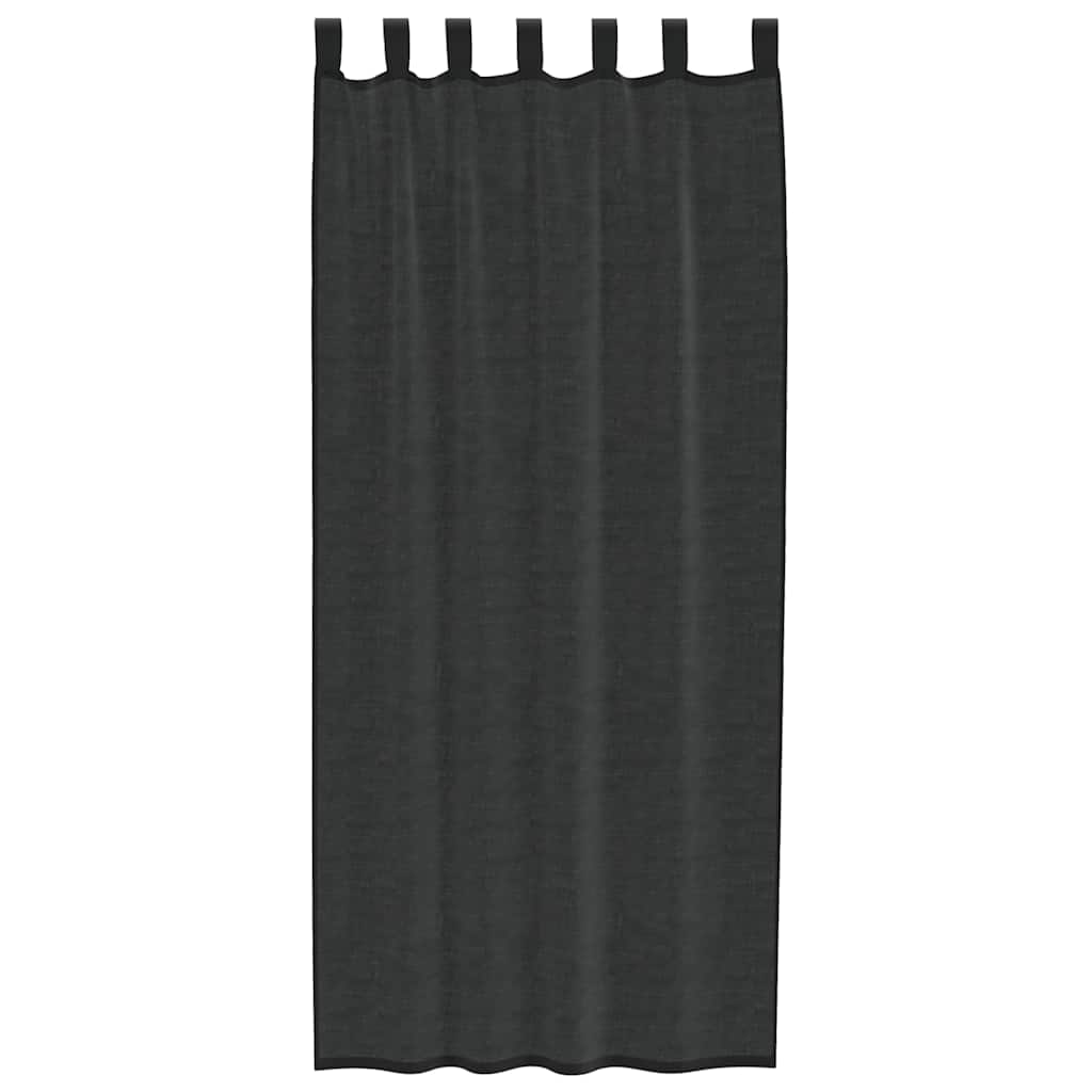 vidaXL Perdele din voile cu tablă 2 buc Negru