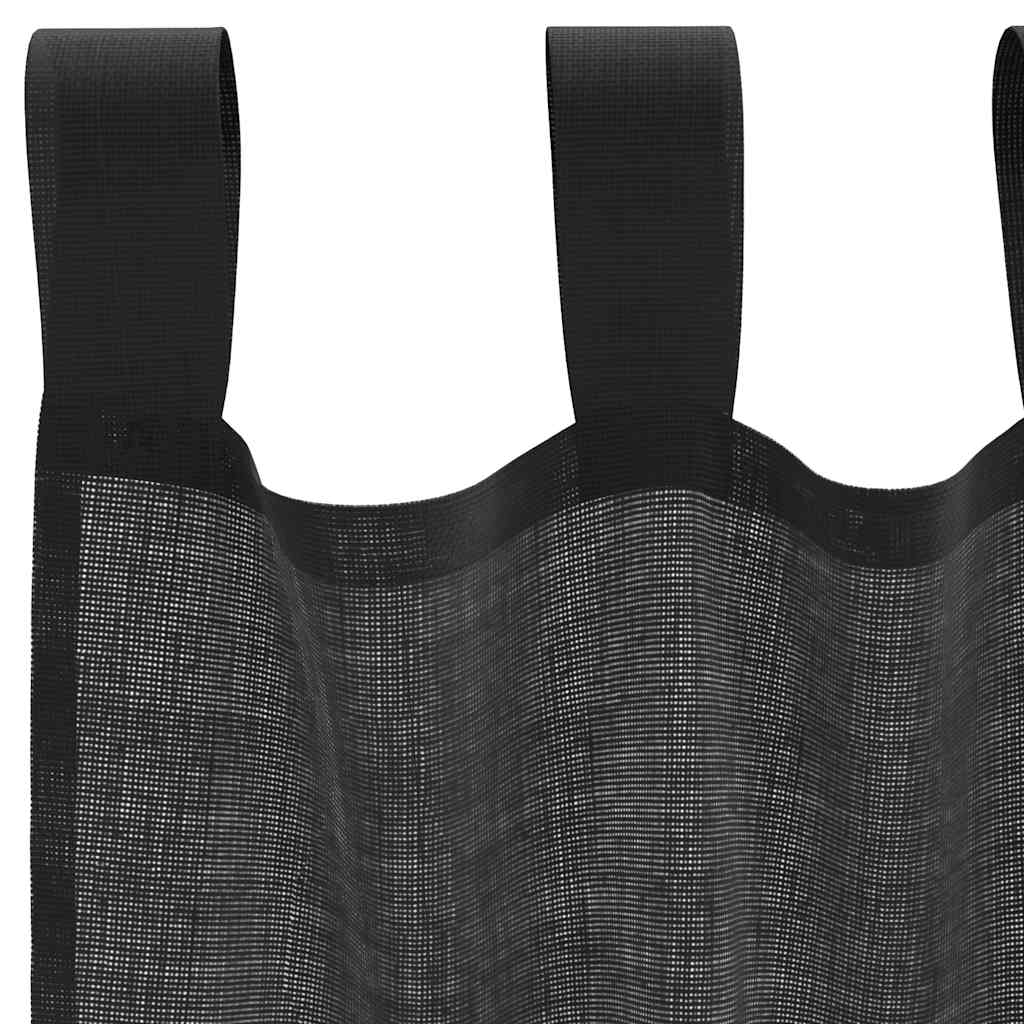 vidaXL Perdele din voile cu tablă 2 buc Negru