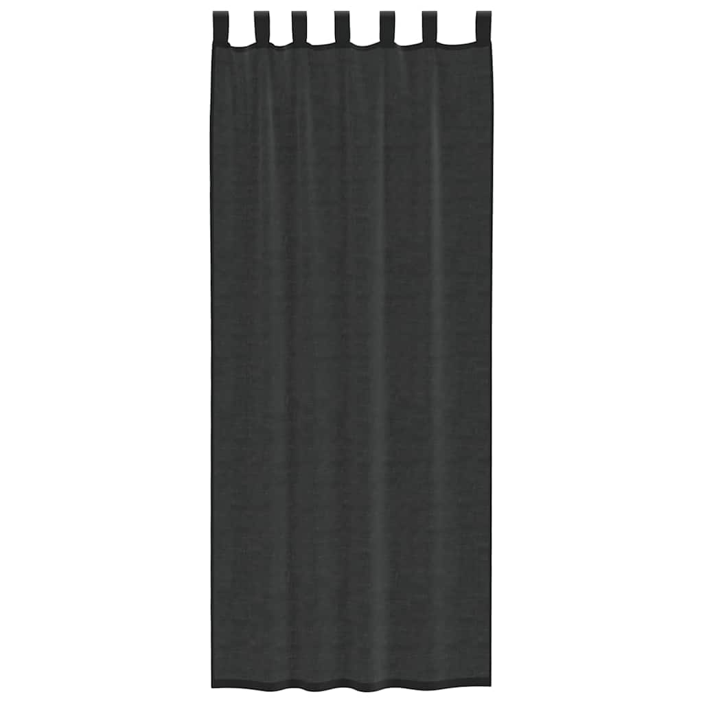 vidaXL Perdele din voile cu tablă 2 buc Negru