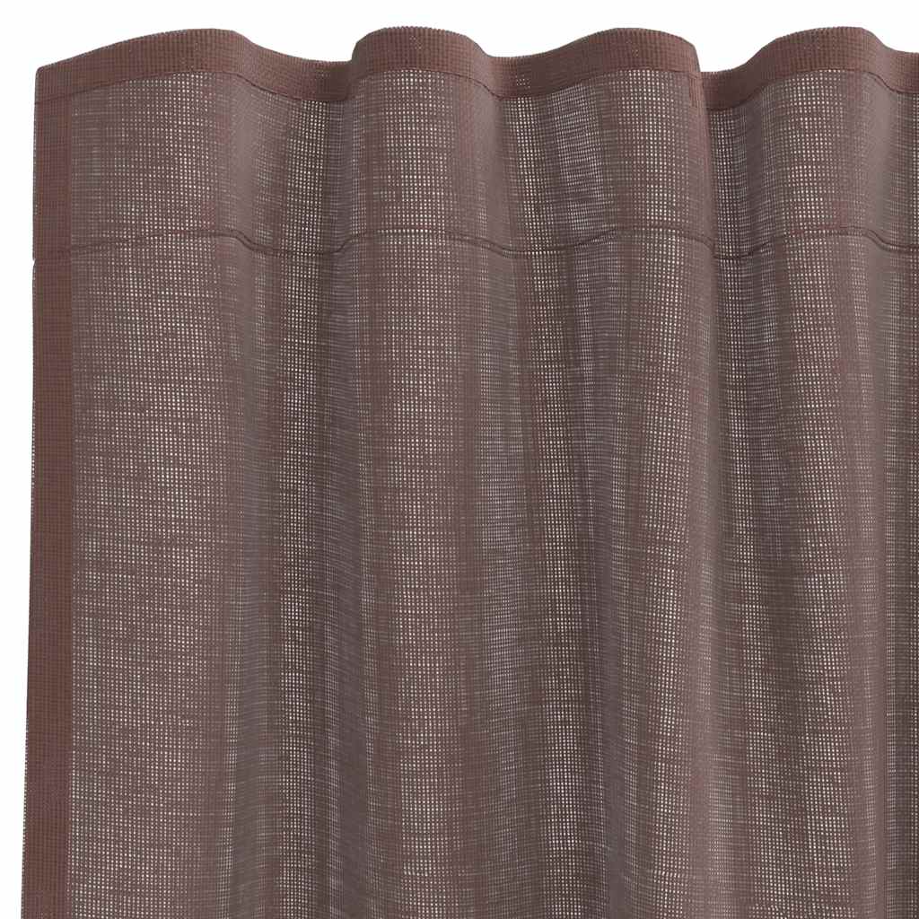 vidaXL Perdele Voile cu tablă 2 buc Maro vidaXL Perdele Voile cu tablă 2 buc Maro