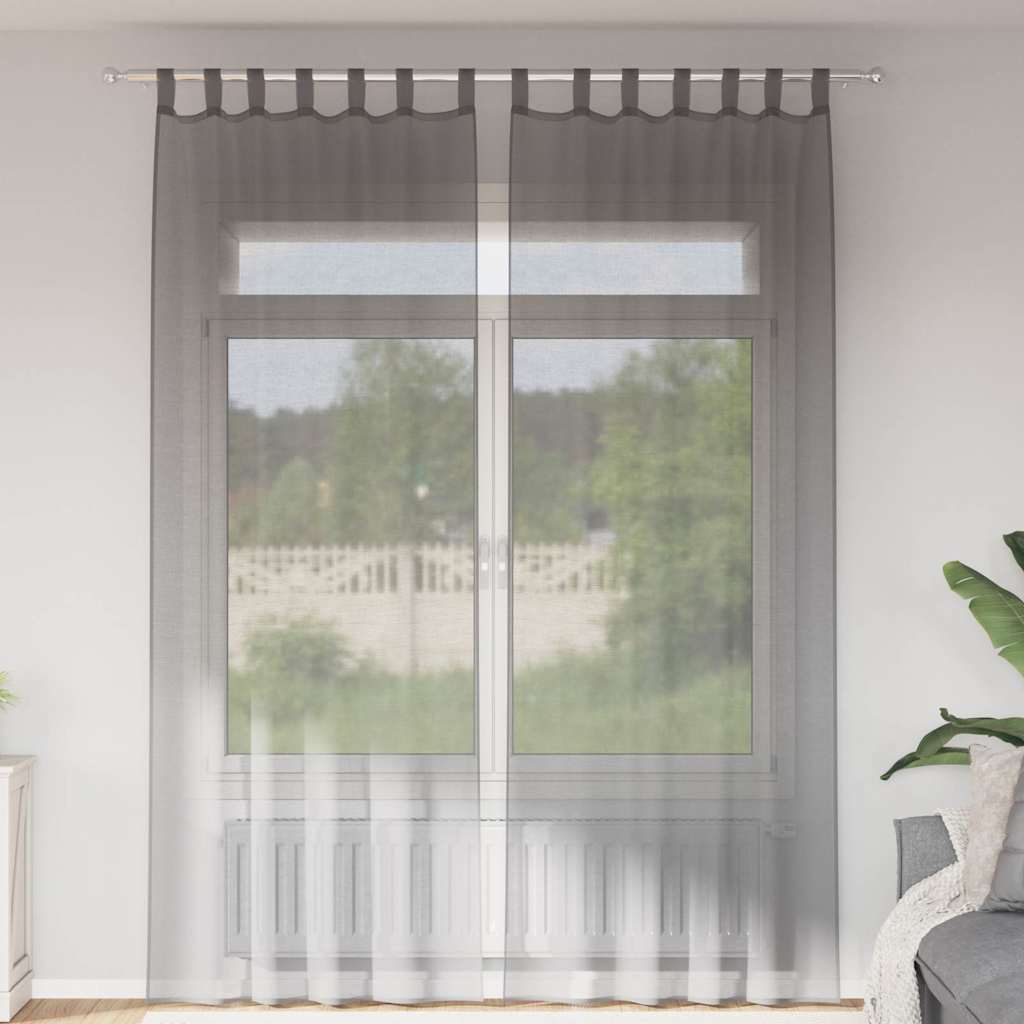 vidaXL Perdele Voile cu Bucle 2 buc Gri Inchis 140x260 cm vidaXL Perdele Voile cu Bucle 2 buc Gri Inchis 140x260 cm