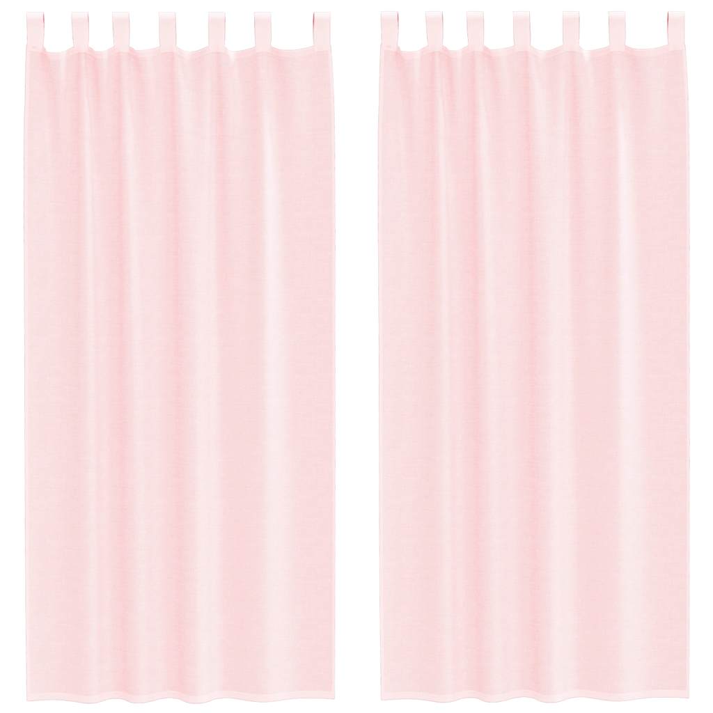 vidaXL Perdele voal cu bucle 2 buc Roz deschis 140x245 cm vidaXL Perdele voal cu bucle 2 buc Roz deschis 140x245 cm