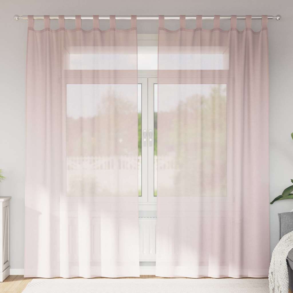vidaXL Perdele voal cu bucle 2 buc Roz deschis 140x245 cm vidaXL Perdele voal cu bucle 2 buc Roz deschis 140x245 cm