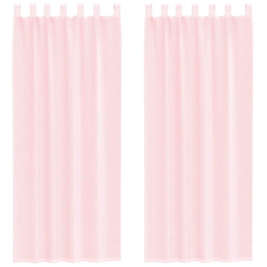 vidaXL Perdele voal cu bucle 2 buc Roz deschis 140x260 cm