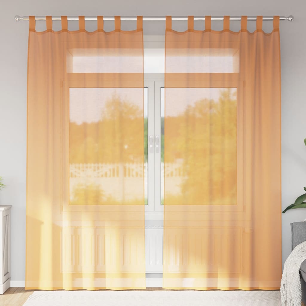 vidaXL Perdele Voile cu Bucle 2 buc Portocaliu 140x245 cm vidaXL Perdele Voile cu Bucle 2 buc Portocaliu 140x245 cm