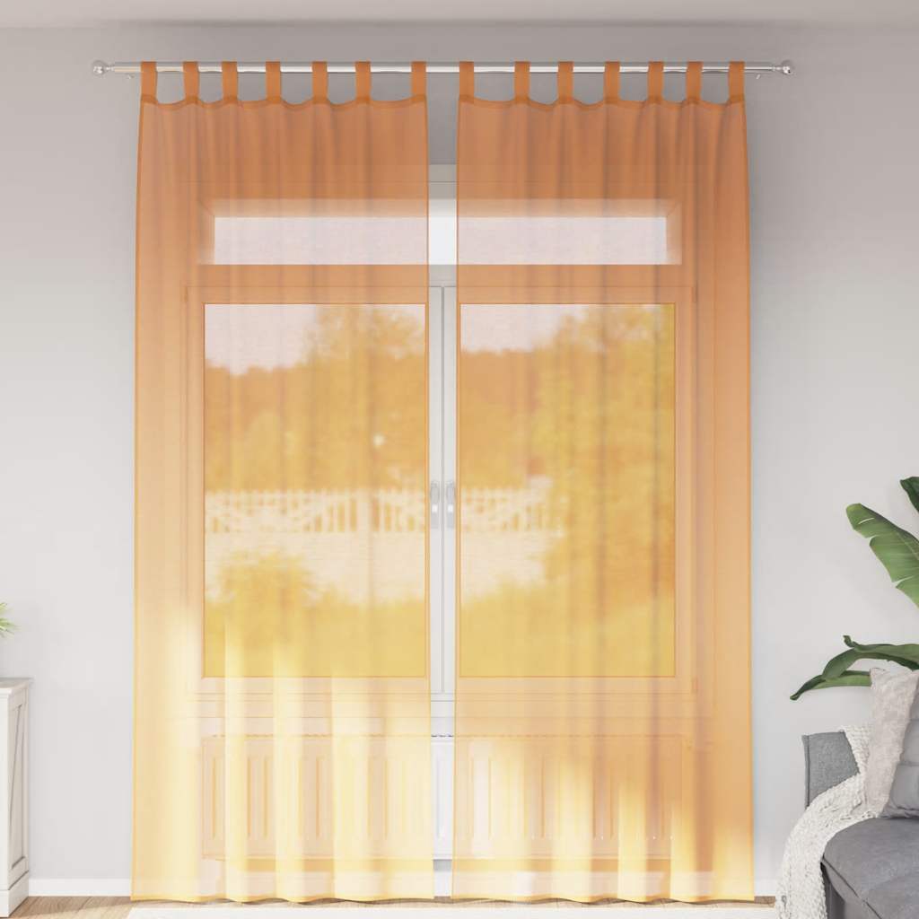 vidaXL Perdele Voile cu Bucle 2 buc Portocaliu 140x260 cm vidaXL Perdele Voile cu Bucle 2 buc Portocaliu 140x260 cm