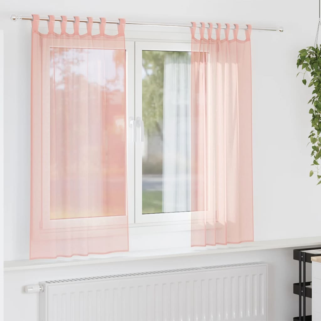 vidaXL Perdele Voile cu Bucle 2 buc Roz 140x140 cm vidaXL Perdele Voile cu Bucle 2 buc Roz 140x140 cm