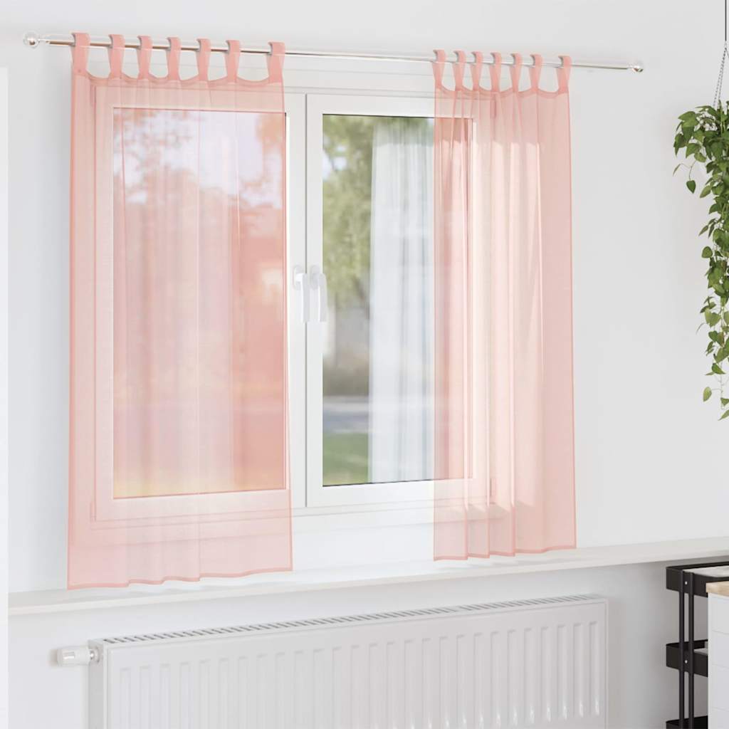 vidaXL Perdele Voile cu Bucle 2 buc Roz 140x175 cm vidaXL Perdele Voile cu Bucle 2 buc Roz 140x175 cm