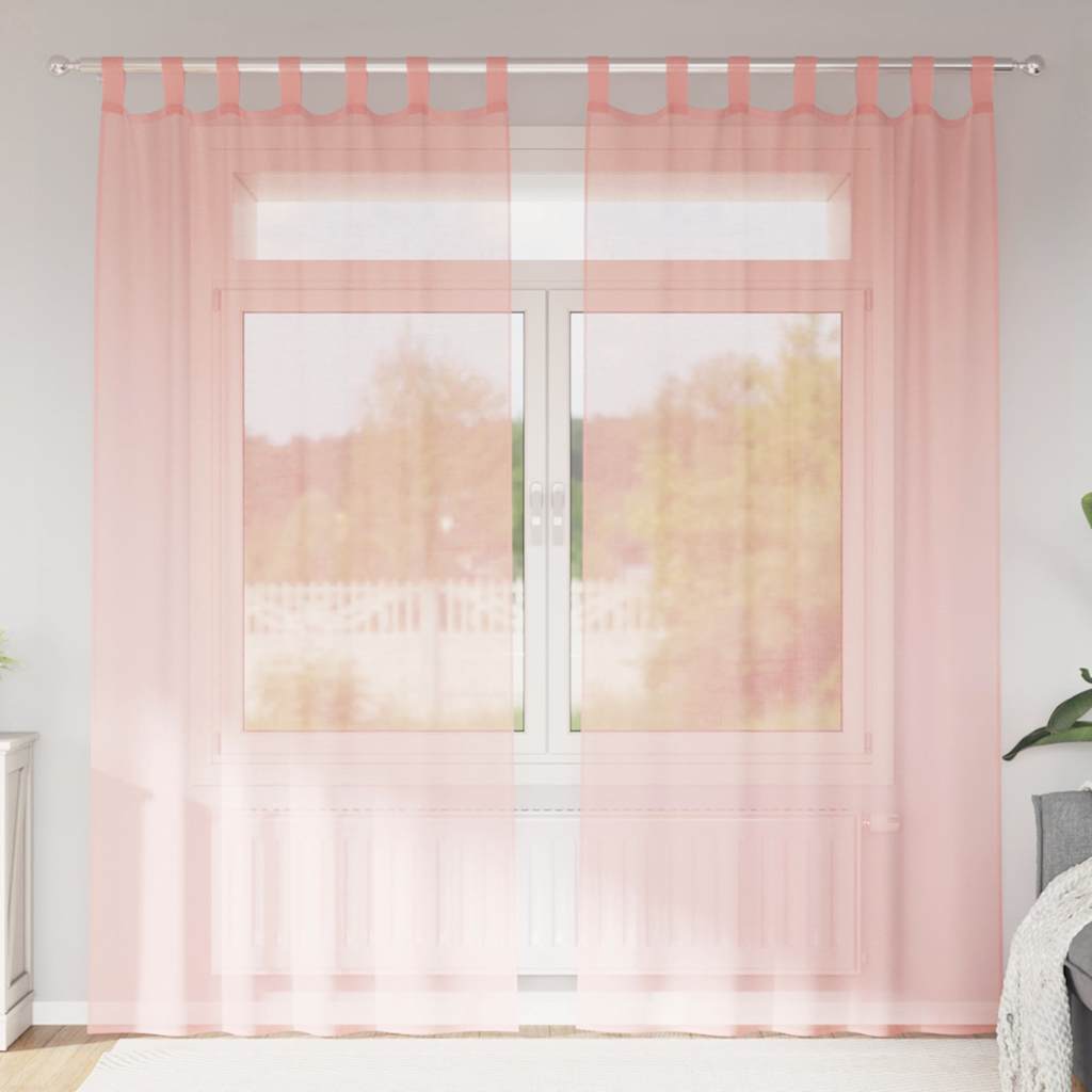 vidaXL Perdele Voile cu Bucle 2 buc Roz 140x245 cm vidaXL Perdele Voile cu Bucle 2 buc Roz 140x245 cm