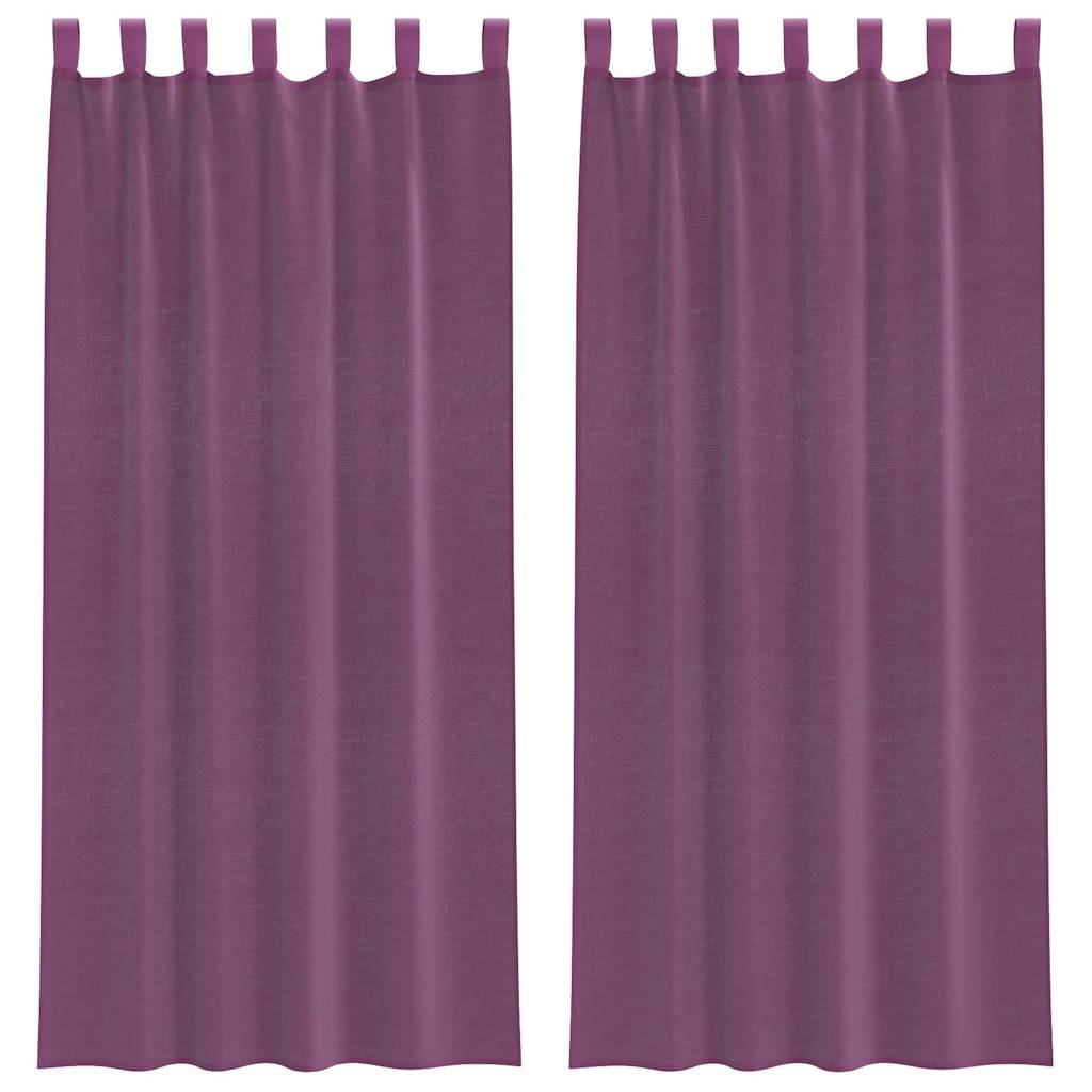 vidaXL Perdele Voile cu Bucle 2 buc Violet 140x225 cm vidaXL Perdele Voile cu Bucle 2 buc Violet 140x225 cm