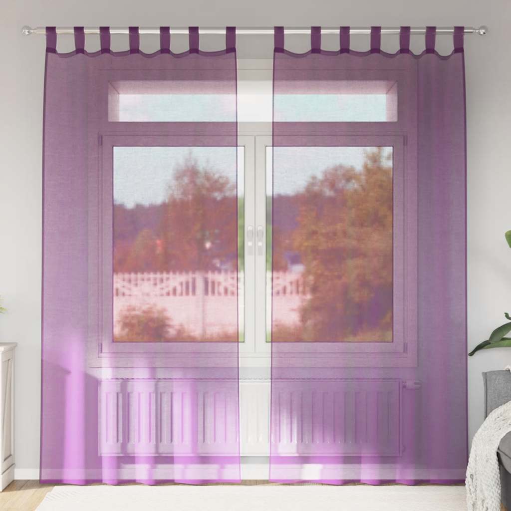 vidaXL Perdele Voile cu Bucle 2 buc Violet 140x225 cm vidaXL Perdele Voile cu Bucle 2 buc Violet 140x225 cm