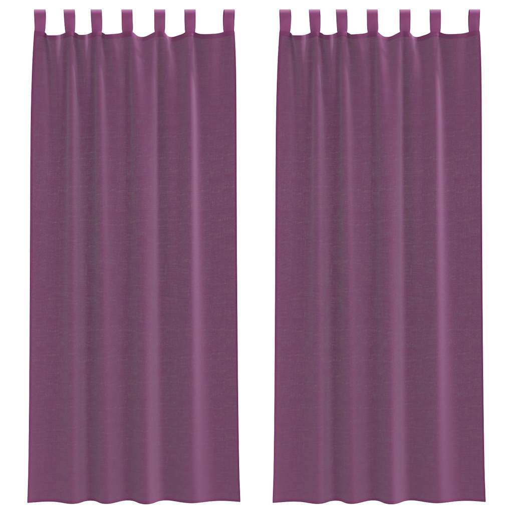 vidaXL Perdele Voile cu Bucle 2 buc Violet 140x260 cm